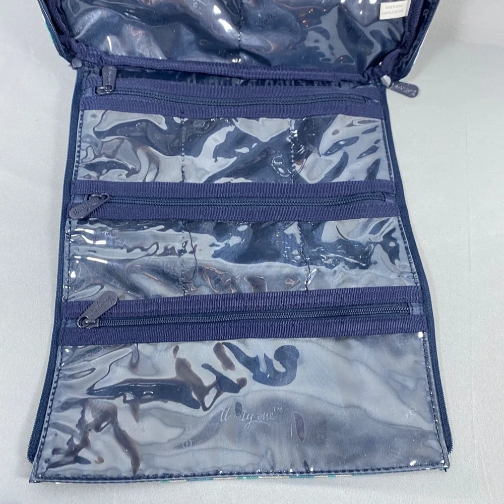Thirty-One Hanging Jewelry Traveler Organizer Dotty Chevron Cosmetic Case Cruise